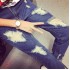 Ankle-Length Denim Jeans Personality Ripped Holes Design Haren Jeans for Women