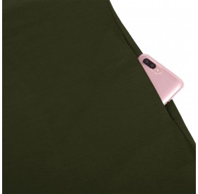 Autumn V-neck Loose Long Sleeves Dress Army Green XL