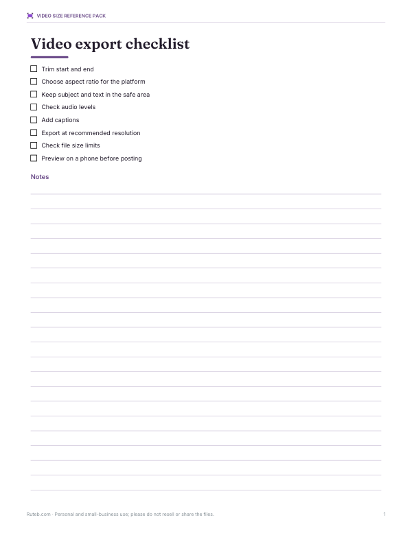 Preview of Printable Video Export Checklist